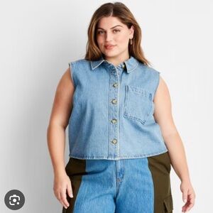 Sleeveless Denim Top